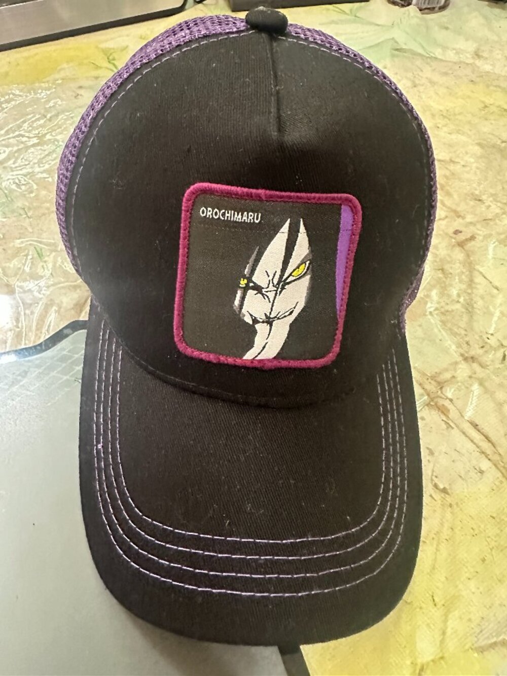 Orochimaru Naruto Ninja Villain Adult Purple Black Trucker Hat Snapback Anime